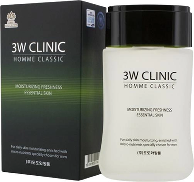 3W Clinic Тонер для обличчя чоловічий, Homme Classic Moisturizing Freshness Essential Skin - 150 мл 14980 фото