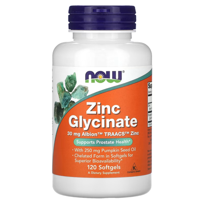 Цинк Гліцинат з Олією Гарбузової Насіння Zinc Glycinate 30мг - 120 софтгель 2022-10-0048 фото
