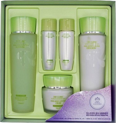 Набір для догляду за обличчям (тонер/емульсія/крем) 3W CLINIC Snail Moist Control Skin Care 3 Set 7286624 фото